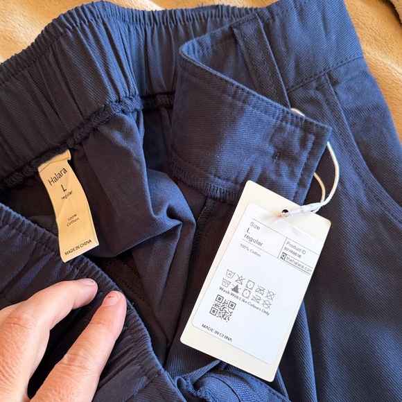 HALARA Mid Rise Zipper Pocket Casual Cotton Joggers Navy - Picture 3 of 5